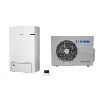 Samsung EHS Split oras-vanduo 9.00/8.70 kW be integruoto boilerio R32, vienfazis AE090RNYDEG/EU AE090CXEDEG/EU